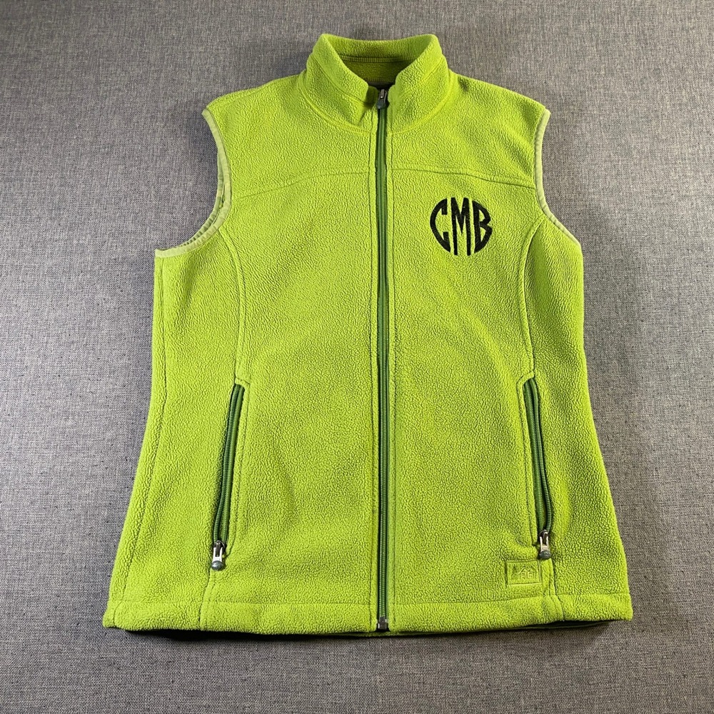 REI Co-op Women's Fleece Vest Full Zip Chartreuse‎ Green Monogrammed Medium